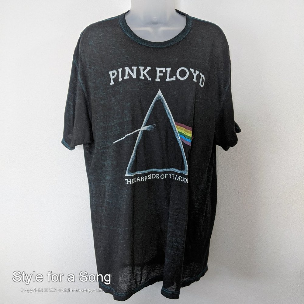 Unisex Pink Floyd Black Blue Burnout Screen Tee L